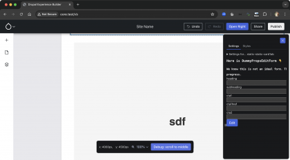 The evolved component instance props form: much simpler, by using the appropriate field widgets directly.